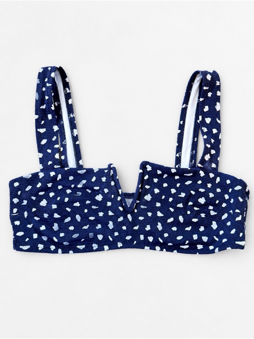 🌼 3/$15 Aerie Navy Blue Pique High Cut V-Wire Longline Bikini Top - Size S